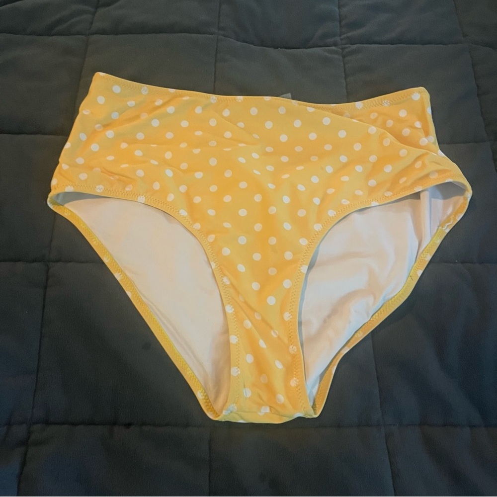 Yellow and White Polka Dot One Piece Swimwear